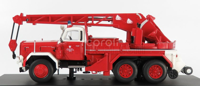 Ixo-models Magirus Uranus Kw16 Truck 3-assi Feuerwehr Frankfurt Gru Crane 1959 1:43 Červená Bílá