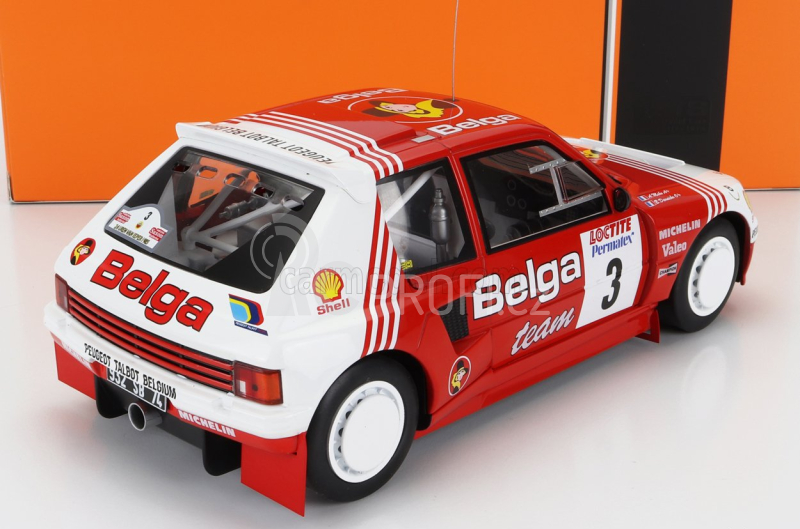 Ixo-models Peugeot 205 T16 Belga N 3 Rally Ypres 1985 B.darniche - A.mahe 1:18 Červená Bílá