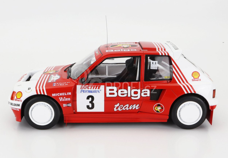 Ixo-models Peugeot 205 T16 Belga N 3 Rally Ypres 1985 B.darniche - A.mahe 1:18 Červená Bílá