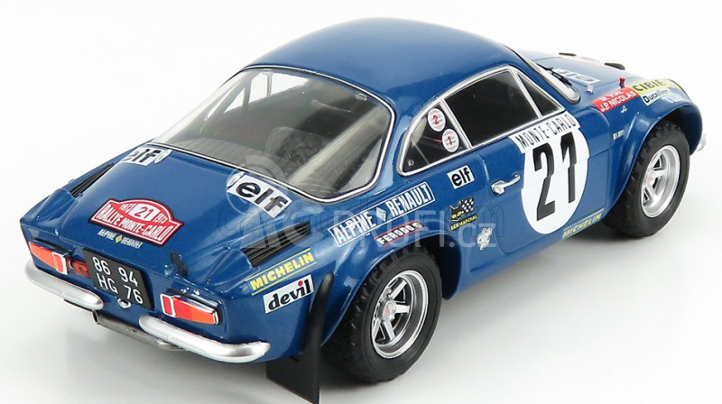 Ixo-models Renault Alpine A110 1800s N 21 Rally Montecarlo 1973 J-p.nicolas - M.vial 1:24 Blue Met