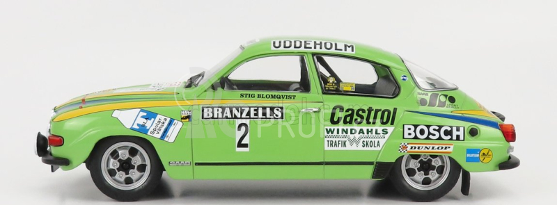 Ixo-models Saab 96 V4 N 2 Rally Sweden 1976 S.blomquist - H.sylvan 1:18 Zelená