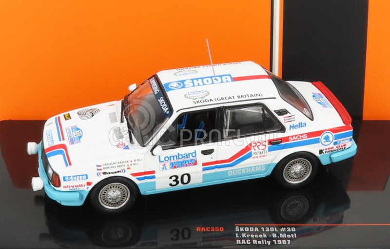 Ixo-models Škoda 130l N 30 Rally Rac Lombard 1987 L.Krecek - B.Moti 1:43, bílá