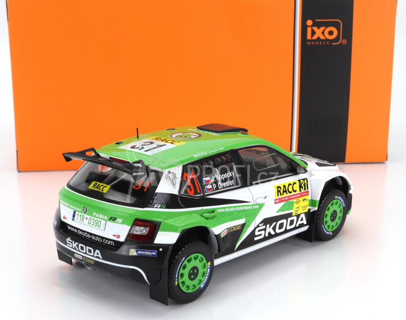 Ixo-models Škoda Fabia R5 Team Skoda Motorsport N 31 Rally Racc Catalunya 2018 Jan Kopecky - Pavel Dresler 1:24 Bílá Zelená Černá