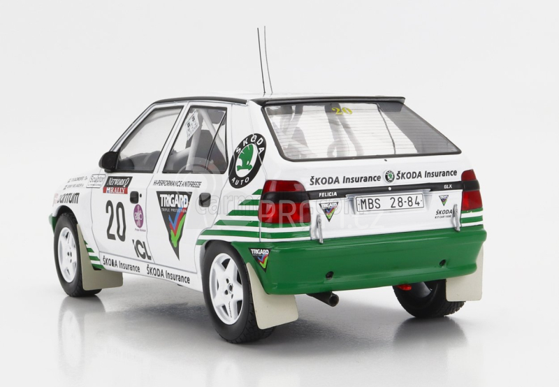 Ixo-models Škoda Felicia N 20 Rally Rac Lombard 1995 S.blomqvist - B.melander 1:18 Bílá Zelená