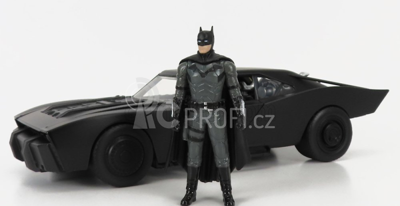 Jada Batman Batmobile With Figure 2022 - The Batman Movie 1:18 Matt Black