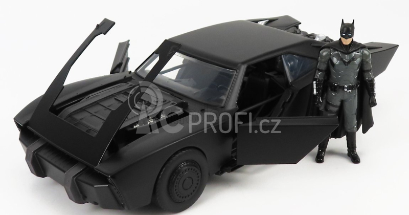 Jada Batman Batmobile With Figure 2022 - The Batman Movie 1:18 Matt Black