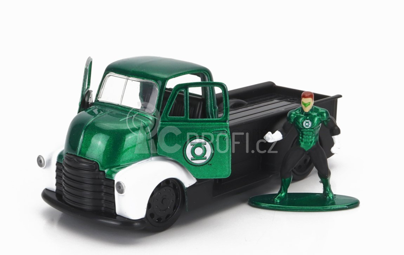 Jada Chevrolet Coe Truck With Green Lantern Figure 1952 1:32 Zelená Černá