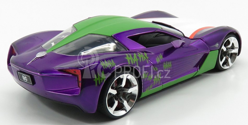 Jada Chevrolet Corvette Stingray With Joker Figure 2009 1:24 Fialová Zelená Bílá