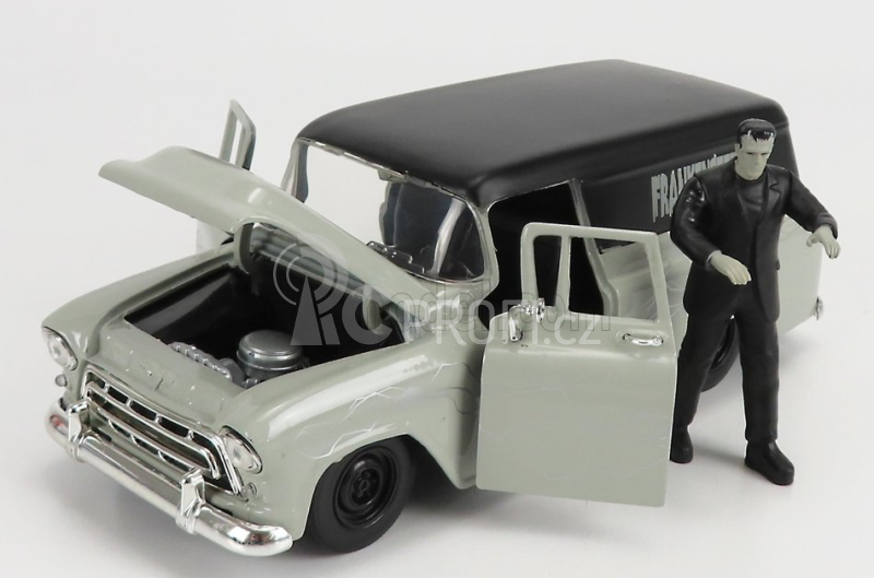 Jada Chevrolet Suburban With Frankenstein Figure 1957 1:24 Šedá Černá