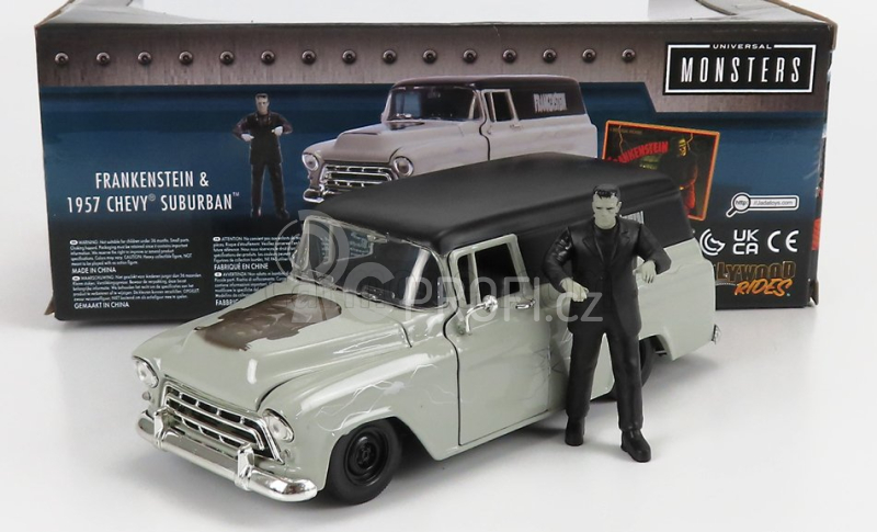 Jada Chevrolet Suburban With Frankenstein Figure 1957 1:24 Šedá Černá