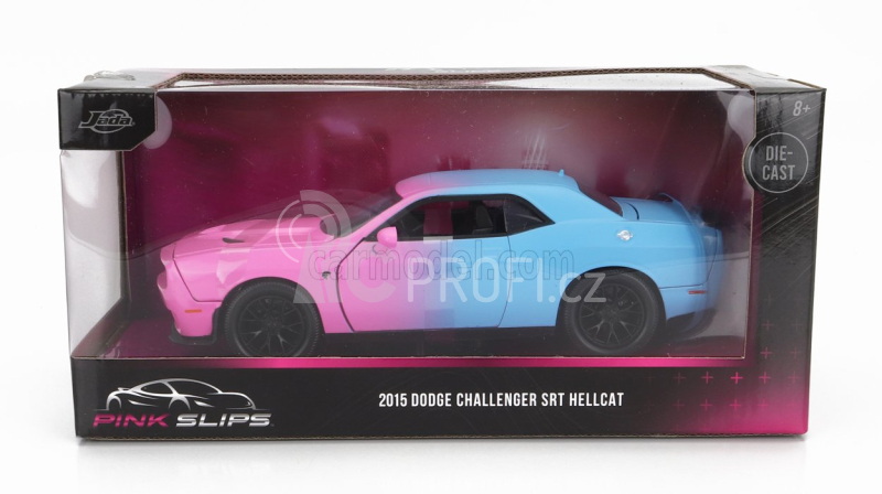 Jada Dodge Challenger Srt Hellcat Coupe Custom 2015 1:24 Růžová Světle Modrá