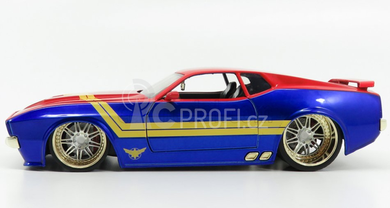 Jada Ford usa Mustang Mach I 1973 With Captain Marvel Figure 1:24 Červená Modrá Žlutá