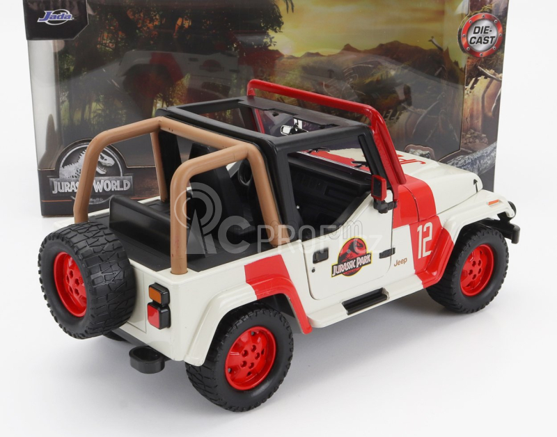 Jada Jeep Wrangler Rubicon Open - Jurassic World Movie 2015 1:24 Bílá Červená