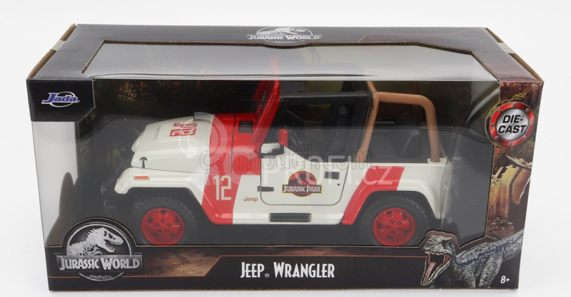 Jada Jeep Wrangler Rubicon Open - Jurassic World Movie 2015 1:24 Bílá Červená