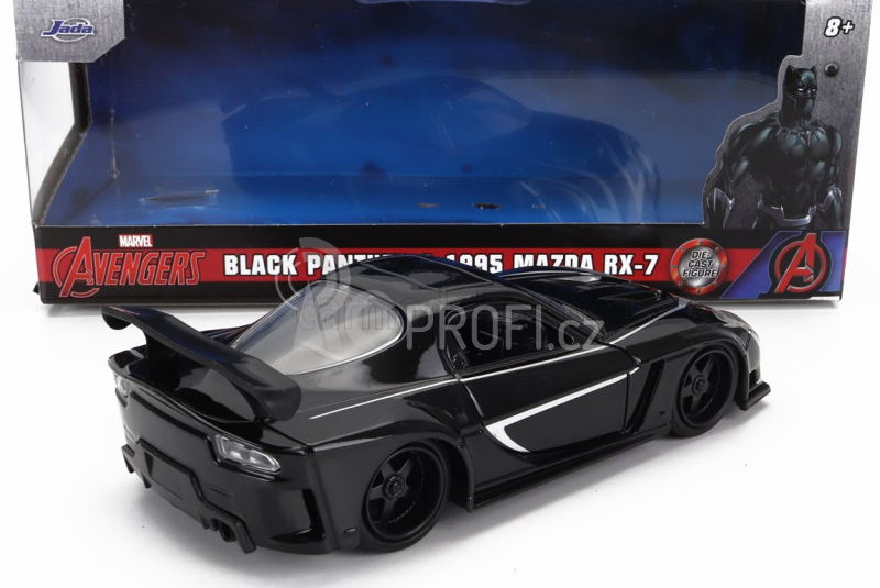 Jada Mazda Rx-7 With Black Panther Figure 1995 1:32 Black