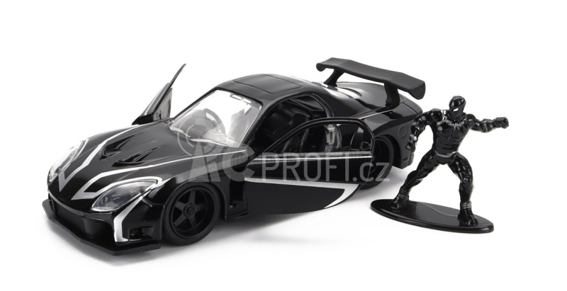 Jada Mazda Rx-7 With Black Panther Figure 1995 1:32 Black