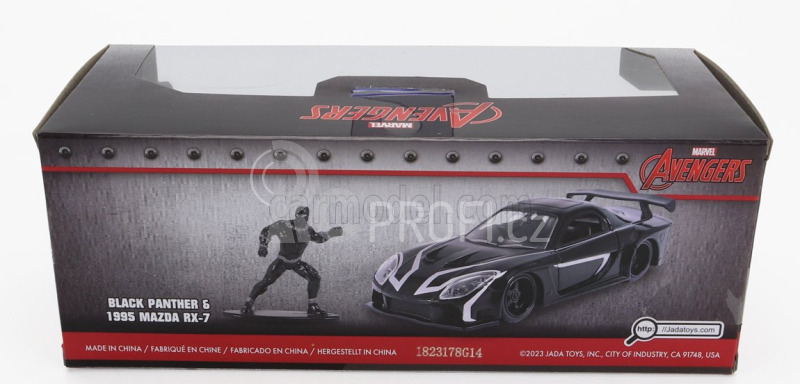 Jada Mazda Rx-7 With Black Panther Figure 1995 1:32 Black