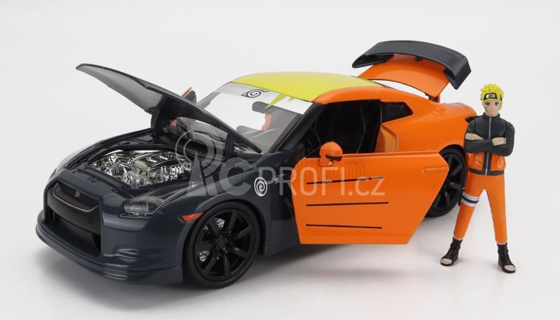 Jada Nissan Gt-r With Naruto Figure 2009 1:24 Šedo Oranžová