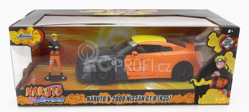 Jada Nissan Gt-r With Naruto Figure 2009 1:24 Šedo Oranžová