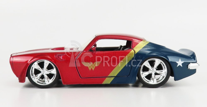 Jada Pontiac Firebird With Wonder Woman Figure 1972 1:32 Červená Modrá