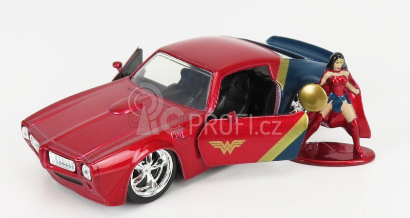 Jada Pontiac Firebird With Wonder Woman Figure 1972 1:32 Červená Modrá