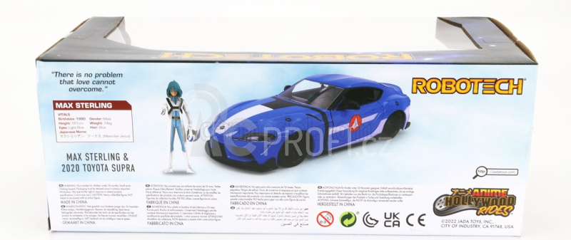 Jada Toyota Supra With Max Sterling Figure Robotech 2020 1:24 Světle Modrá Bílá