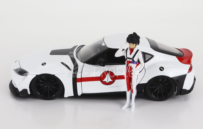 Jada Toyota Supra With Rick Hunter Figure Robotech 2020 1:24 Bílá Červená