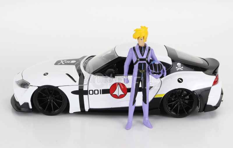 Jada Toyota Supra With Roy Focker Figure Robotech 2020 1:24 Bílá Černá