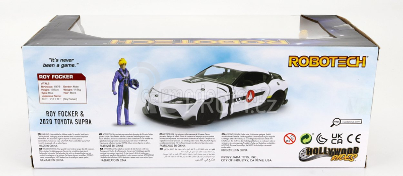 Jada Toyota Supra With Roy Focker Figure Robotech 2020 1:24 Bílá Černá