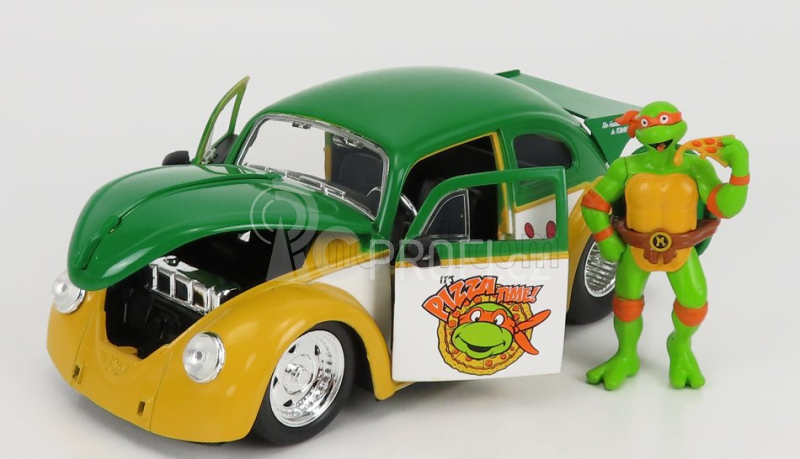 Jada Volkswagen Beetle 1962 - Michelangelo Ninja Turtles - Tartarughe Ninja 1:24 Žlutá Zelená