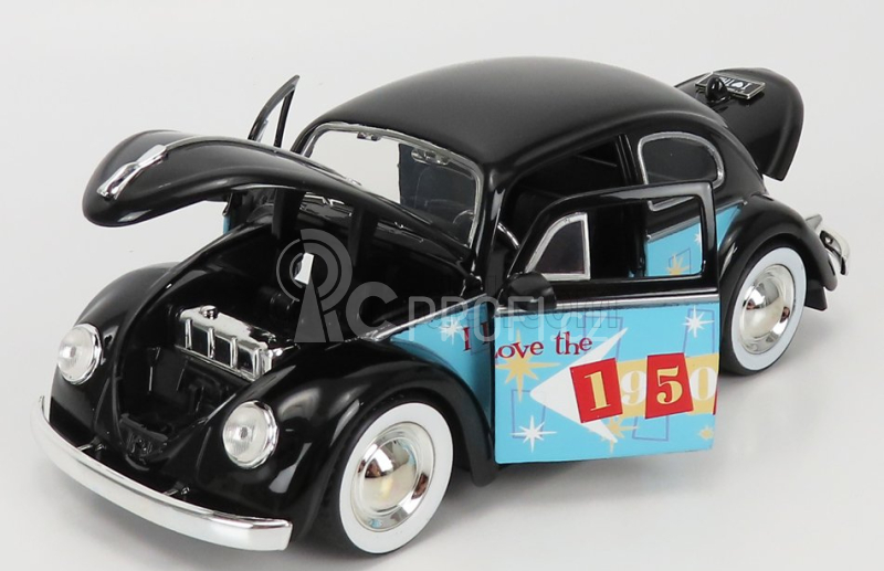 Jada Volkswagen Beetle Maggiolino 1959 - I Love The 50's 1:24 Černá Světle Modrá