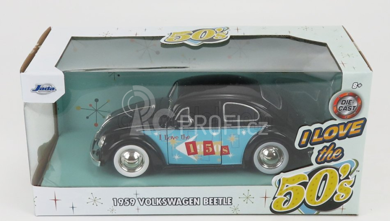 Jada Volkswagen Beetle Maggiolino 1959 - I Love The 50's 1:24 Černá Světle Modrá