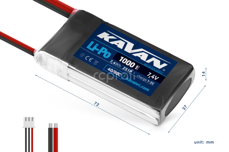 KAVAN Li-Po 1000mAh/7,4V 40/80C 7,4Wh