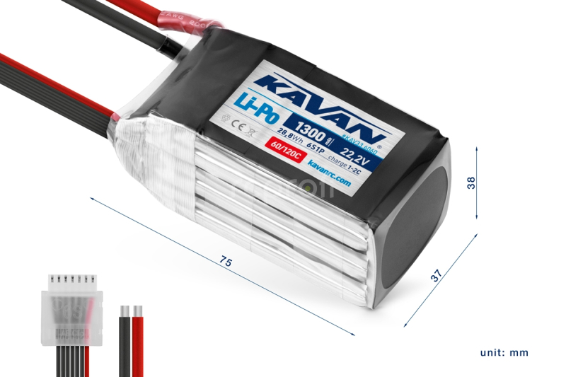 KAVAN - Li-Po 1300 mAh/22,2 V 60/120C, 28,8 Wh