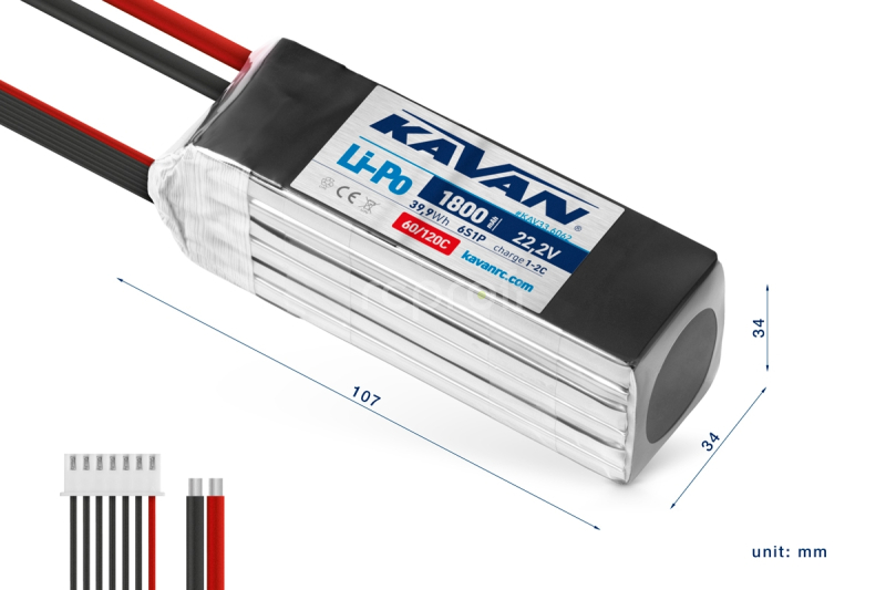 KAVAN - Li-Po 1800 mAh/22,2 V 60/120C, 39,9 Wh