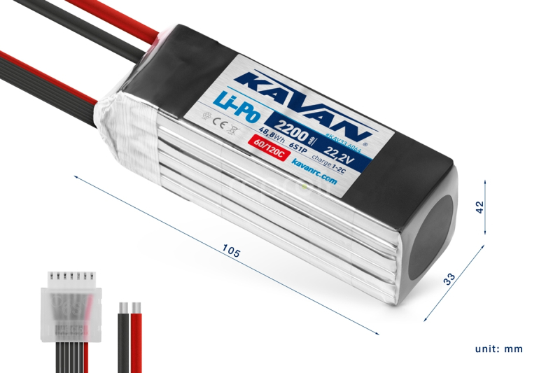 KAVAN - Li-Po 2200 mAh/22,2 V 60/120C, 48,8 Wh