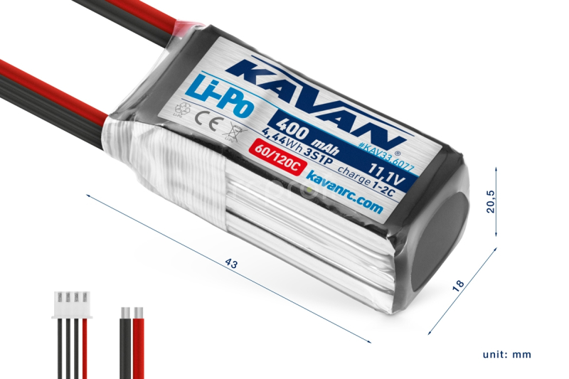 KAVAN - Li-Po 400 mAh/11,1 V 60/120C, 4,44 Wh