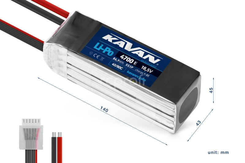 KAVAN Li-Po 4700mAh/18,5V 40/80C, 86,9Wh