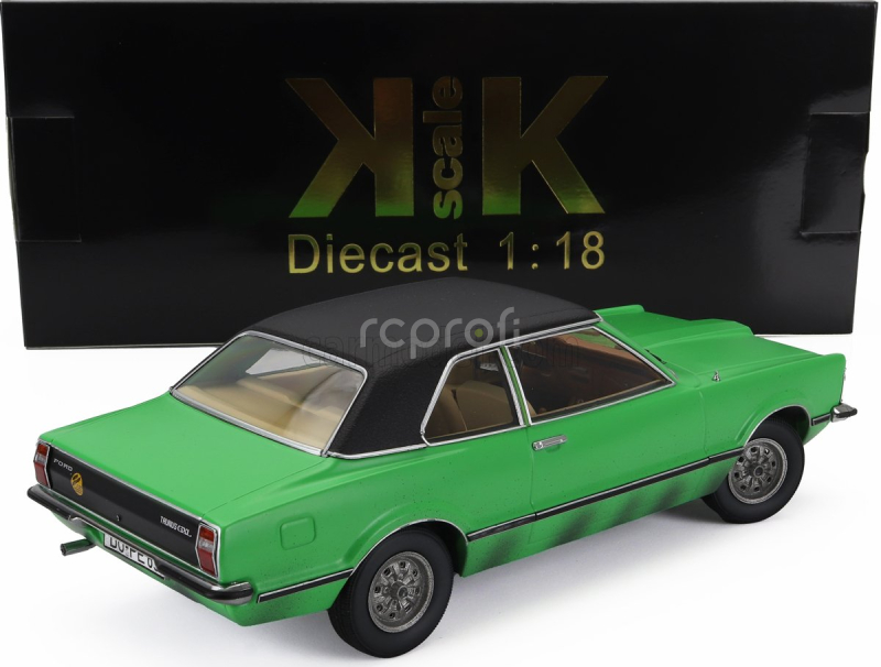 Kk-scale Ford england Taunus Gxl (dirty Version) With Vinyl Roof - Bang Boom Bang Movie 1971 1:18 Zelená Matná Černá