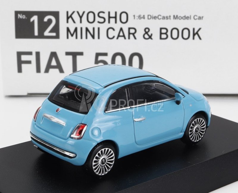 Kyosho Fiat Nuova 500 2007 With Book 1:64 Světle Modrá