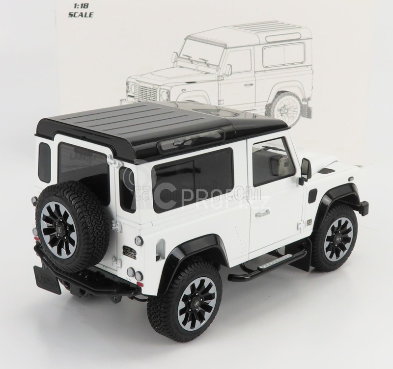 Lcd-model Land rover Defender 90 Works V8 70th Edition 2018 1:18 Bílá