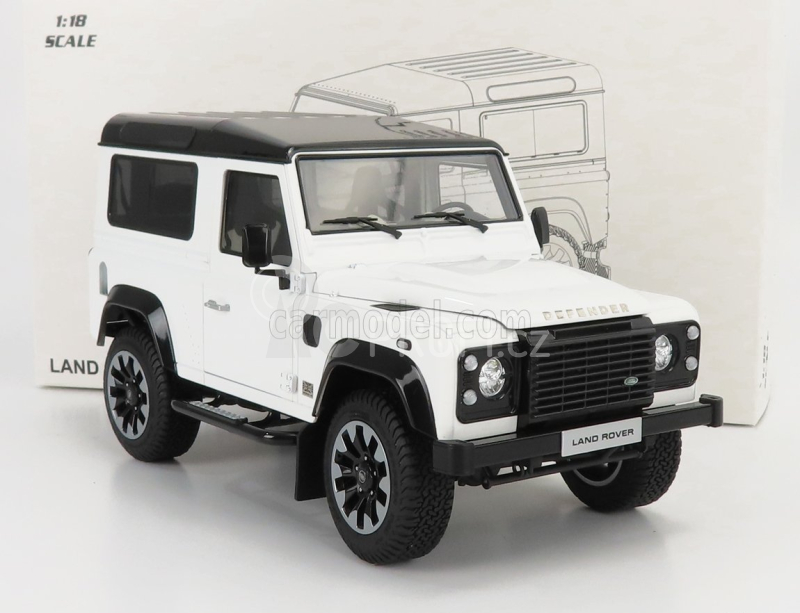 Lcd-model Land rover Defender 90 Works V8 70th Edition 2018 1:18 Bílá