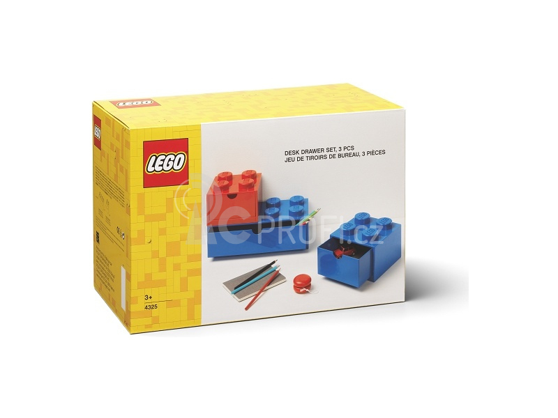 LEGO stolní box se zásuvkou Multi-Pack 3ks, modrá/červená