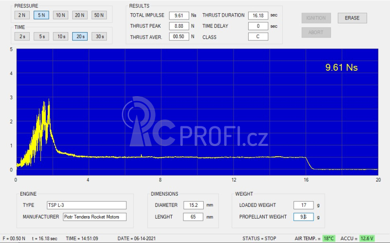 Letecký raketový motor TSP L-3 ( 6ks )