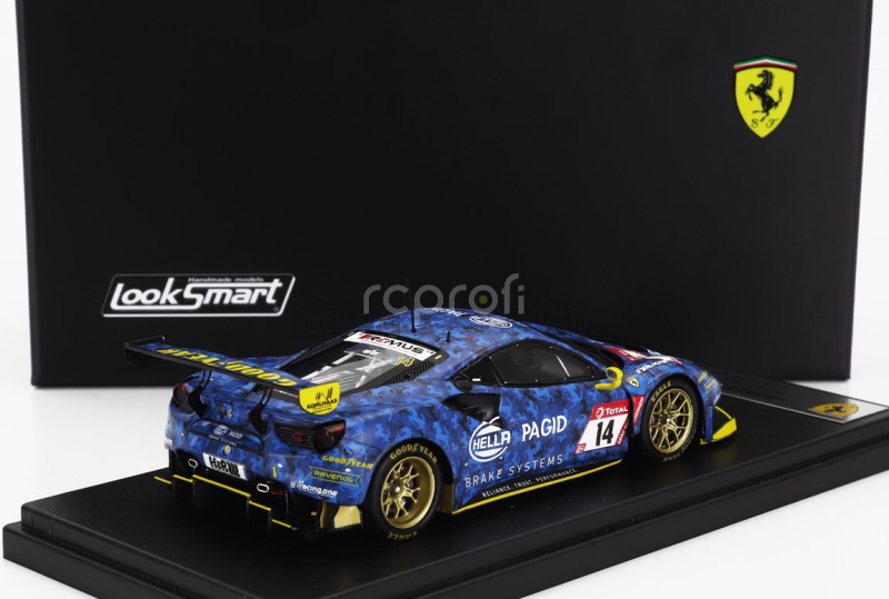 Looksmart Ferrari 488 Gt3 Evo 3.9l Turbo V8 Hella Pagid Racing One Team N 14 24h Nurburgring 2021 Christian Kohlhaas - Stephan Kohler - Mike Jager -  Norbert Schneider 1:43 Blue