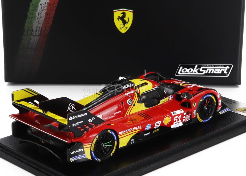 Looksmart Ferrari 499p 3.0l Turbo V6 Team Ferrari Af Corse N 51 3rd 24h Le Mans 2024 Alessandro Pier Guidi - James Calado - Antonio Giovinazzi 1:43 Červená Žlutá Černá