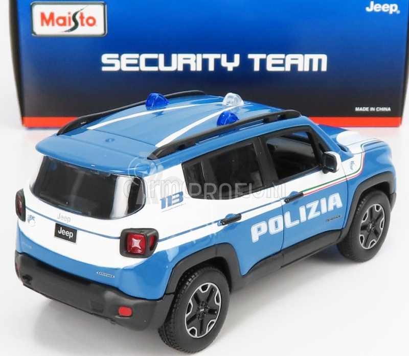 Maisto Jeep Renegade Polizia 2017 1:24 Světle Modrá Bílá