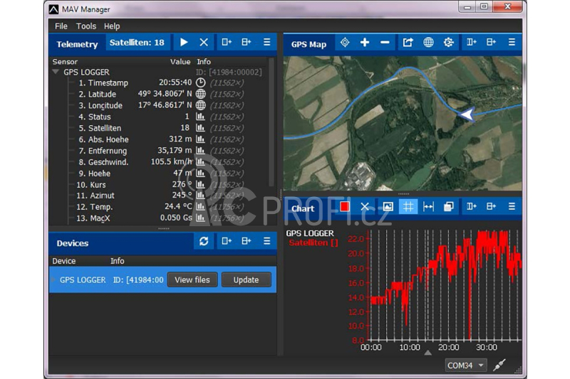 MAV GPS logger/telemetrický senzor