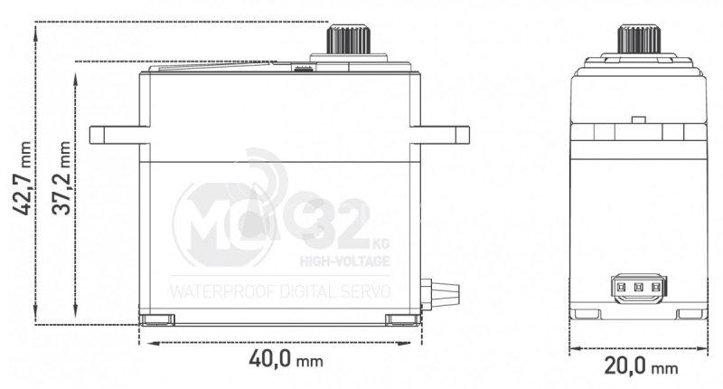 MC-32 HV Coreless digitální servo 32kg - Vodotěsné