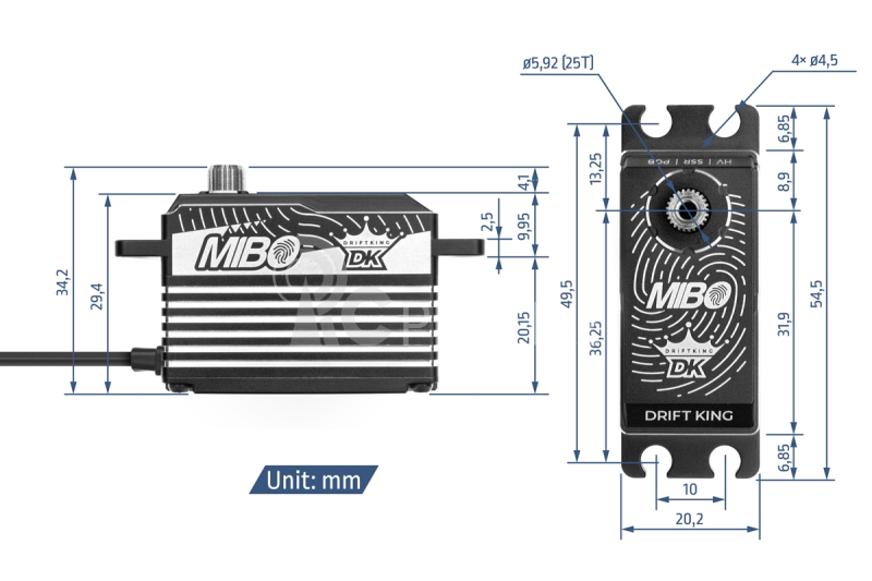 MIBO Drift King Alu Black Programmable (RWD Drift Spec/33.0kg/8.4V) Brushless Servo